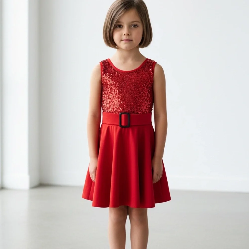 Weissman‎ Red Sequin Kids Formal Dress
